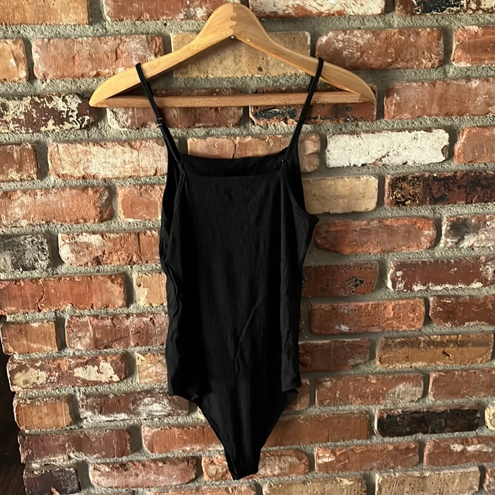 Wild Fable Black Ribbed Bodysuit Size Medium - Picture 3 of 5